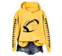 Hoodies For Women Uk Loose Fit Printed Pullover Tops Fashion Long Sleeve Pullover Sweatshirt Casual Lightweight Sport Hoodies Soft Comfortable Classic Sportswear Fall Winter Travel Sweatshirts Yellow