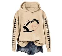 Hoodies For Women Uk Loose Fit Printed Pullover Tops Fashion Long Sleeve Pullover Sweatshirt Casual Lightweight Sport Hoodies Soft Comfortable Classic Sportswear Fall Winter Travel Sweatshirts Khaki