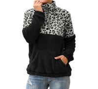 Hoodies for Women Uk Oversized Hoodies for Women Uk Thin Leopard Print Sweater Women's Stitching 1/4 Zipper Collar Top Double Fleece Warm Jacket With Zip Up Oversized Zip Up Hoodie Cropped Up Grey