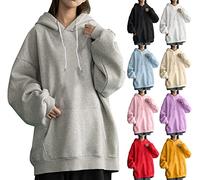 Hoodies for Women Uk Oversized Long Sleeve Casual Korean Style Hoodies with Pockets Womens Sweatshirts Crew Neck Jumpers Tops Grey