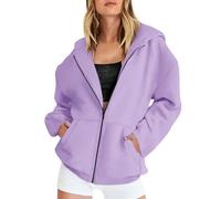 Hoodies For Women UK Oversized Sweatshirts Zip Up Casual Loose Long Sleeve Solid Color Crewneck Pullover Comfy Fall Winter Cloth Fashion Ladies Hoodie Outfit