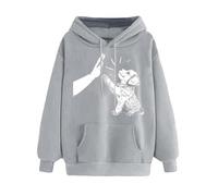 Hoodies For Women Uk Pet Dog Paw Print Sweatshirts Hooded Tops Long Sleeve Oversized Pullover Blouse Graphic Print Long Sleeve Pullover Top Jumpers Loose Casual Tees Shirts Grey L