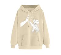 Hoodies For Women Uk Pet Dog Paw Print Sweatshirts Hooded Tops Long Sleeve Oversized Pullover Blouse Graphic Print Long Sleeve Pullover Top Jumpers Loose Casual Tees Shirts Beige S