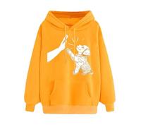 Hoodies For Women Uk Pet Dog Paw Print Sweatshirts Hooded Tops Long Sleeve Oversized Pullover Blouse Graphic Print Long Sleeve Pullover Top Jumpers Loose Casual Tees Shirts Yellow S