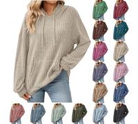 Hoodies for Women UK Plain Knitted Jumpers Long Sleeve Sweatshirts Solid Color Hooded Pullover Autumn Winter Sweaters Activewear Knitwear Drawstring Hoody Knit Tops with Hood and Pockets S-XXL