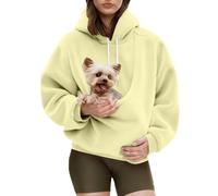 Hoodies For Women Uk Plus Size Pet Pouch Hoodie Funny Sweatshirts With Kangaroo Pocket Cute Pet Holder Sweatshirt Autumn Winter Long Sleeve Top Pullover Hoodies For Pets Animal Lover Beige
