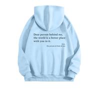 hoodies for women uk plus size Teen Girls Dear Person Behind Me Oversized Aesthetic Letter Pullover Top Long Sleeve Sweatshirt With Pockets Sky Blue