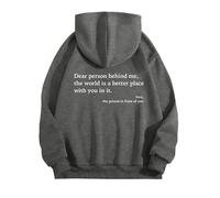 hoodies for women uk plus size Teen Girls Dear Person Behind Me Oversized Aesthetic Letter Pullover Top Long Sleeve Sweatshirt With Pockets Dark Gray