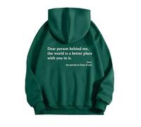 hoodies for women uk plus size Teen Girls Dear Person Behind Me Oversized Aesthetic Letter Pullover Top Long Sleeve Sweatshirt With Pockets Dark Green