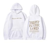 Hoodies For Women Uk Plus Size, Trust In the Lord Christian Hoodies Bible Verse Letter Graphic Oversized Long Sleeve Hooded Sweatshirt Pullover Fall Winter Warm Fleece Sweater (White, M)