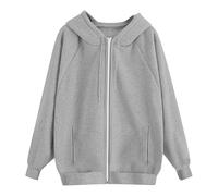 Hoodies for Women UK Stylish Solid Colour Long Sleeve Loose Hooded Sweatshirts with Pocket Ladies Casual Zipper Outdoor Lightweight Drawstring Long Sleeve Sweatshirts Fall Clothes Pocket Size S-3XL