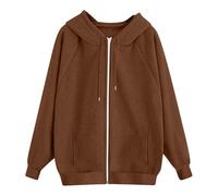 Hoodies for Women UK Stylish Solid Colour Long Sleeve Loose Hooded Sweatshirts with Pocket Ladies Casual Zipper Outdoor Lightweight Drawstring Long Sleeve Sweatshirts Fall Clothes Pocket Size S-3XL