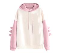 Hoodies for Women UK Teens Girls Dinosaur Print Cartoon Sweatshirt Cute Animal Shape Hoodie Tops Kawaii Shark Novelty Jumper Patchwork Long Sleeve Pullover Sweater Anime Cosplay Aesthetic Sweatshirt