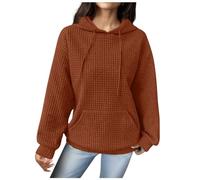 Hoodies for Women UK Waffle Knit with Drawstrings Hoodie Winter Autumn Fashion Long Sleeve Jumper Top with Pocket Casual Sweater Ladies Hooded Sweatshirt for Women UK
