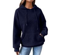 Hoodies for Women UK Waffle Solid Color Fall Oversized Waffle Hoodie Lightweight Long Sleeve Sweathirts Autumn Winter Back to School Pullover Tops Blouse with Pocket
