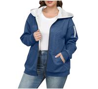 Hoodies For Women Uk Winter Fleece Jacket Women Zip Up Oversized Hooded Sweatshirt Sherpa Lined Warm Cardigans Fuzzy Fall Thermal Coats Comfy Long Sleeves Outerwear With Pockets