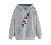 Hoodies For Women Uk Women Sweatshirts Hoodies Dog Paw Long Sleeve Hooded Jumpers Cartoon Holiday Casual Sweatshirt Blouse Pullover Tops Shirts Oversized Tops Streetwear Grey M