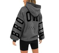 Hoodies for Women UK Women's Long Sleeved Zipperless Back New York U.S.A. Printed Hoodie Sports Hoodies Women UK Sales Daily Essentials Soft Sequin Women's Hooded Sweatshirt