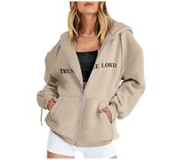 Hoodies for Women UK Zip Up Christian Sweatshirt There Is Purpose In The Waiting Christian Bible Verse Letter Graphic Oversized Pullover Tops Casual Loose Sweaters Comfortable Soft Sweats