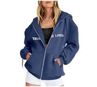 Hoodies for Women UK Zip Up Christian Sweatshirt There Is Purpose In The Waiting Christian Bible Verse Letter Graphic Oversized Pullover Tops Casual Loose Sweaters Comfortable Soft Sweats