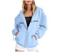 Hoodies for Women UK Zip Up Christian Sweatshirt There Is Purpose In The Waiting Christian Bible Verse Letter Graphic Oversized Pullover Tops Casual Loose Sweaters Comfortable Soft Sweats
