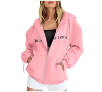 Hoodies for Women UK Zip Up Christian Sweatshirt There Is Purpose In The Waiting Christian Bible Verse Letter Graphic Oversized Pullover Tops Casual Loose Sweaters Comfortable Soft Sweats