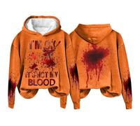 Hoodies For Women UkHoody Women Heated Hoodie Women's I'm OK It's Not Mu Blood Bloody Halloween Hoodie Chunky Knit jumpers Turtleneck jumpers Dresses (Orange, L)