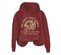 Hoodies For Women We Dont Take Kindly To Negative Self Talk Round These Parts Long Sleeve Holiday Ladies Hoodie Pullover Comfy Causal Fall Winter Hooded Sweatshirts (Red, M) Ladies Waterproof Jackets