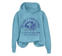 Hoodies For Women We Dont Take Kindly To Negative Self Talk Round These Parts Long Sleeve Holiday Ladies Hoodie Pullover Comfy Causal Fall Winter Hooded Sweatshirts (Light Blue, 5XL) Women's Coats