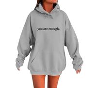 Hoodies For Women You Are Enough Dear Person Behind Me The World Is A Better Place With You In It Drawstring Pocket Plus Size Ladies Hoodie Hooded (Light Ashy, L) Long Waterproof Coats Women