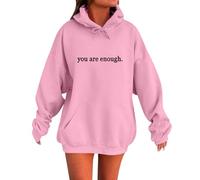 Hoodies For Women You Are Enough Dear Person Behind Me The World Is A Better Place With You In It Drawstring Pocket Plus Size Ladies Hoodie Pullover Hooded Sweatshirts (Pink, XXL) Women Coats Winter