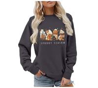 Hoodies Jumpers for Women UK Spooky Season Sweatshirt, Fall Coffee Shirt, Pumpkin Spice Sweater Halloween Latte Shirt Women Crewneck Pullover Tops