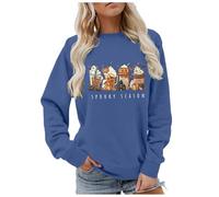 Hoodies Jumpers for Women UK Spooky Season Sweatshirt, Fall Coffee Shirt, Pumpkin Spice Sweater Halloween Latte Shirt Women Crewneck Pullover Tops