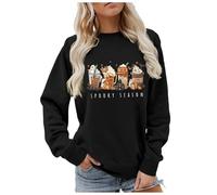 Hoodies Jumpers for Women UK Spooky Season Sweatshirt, Fall Coffee Shirt, Pumpkin Spice Sweater Halloween Latte Shirt Women Crewneck Pullover Tops