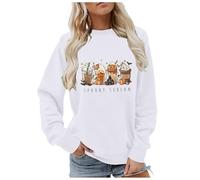 Hoodies Jumpers for Women UK Spooky Season Sweatshirt, Fall Coffee Shirt, Pumpkin Spice Sweater Halloween Latte Shirt Women Crewneck Pullover Tops