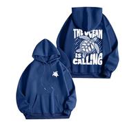 Hoodies Jumpers for Women UK The Ocean is Calling Sweatshirts for Womens Sea Turtle Graphic Hoodies Casual Comfy Long Sleeve Pullover Jumpers Blue