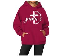 Hoodies Jumpers for Women UK The Way The Truth The Life Christian Hoodies for Women Sweatshirts Religious Saying Inspirational Long Sleeve Pullover Red