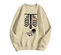 Hoodies Jumpers for Women UK Women Halloween Sweatshirt X-Ray Skeleton Maternity Sweatshirt Funny Pregnancy Announcement Crewneck Pullover Tops