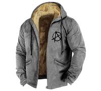 Hoodies Men Winter Coats For Men Mens Denim Jackets Graphic Print Fleece Lined Teddy Bear Hoodies Full Zip Up Hooded Jackets With Pockets Thick Warm Army Jacket Men Winter Jackets (Gray, L)