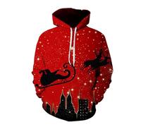 Hoodies Men Xmas Tree Light up Pocket Draw String Holiday Parties Funny Christmas Jumper Hooded Sweatshirt Fall And Winter Casual Outdoor Tops Pullover (Red, XXXXXXL)