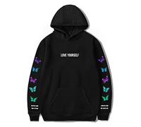 Hoodies Tony Lopez Butterfly Print Hoodies Streetwear Long Sleeve Pullover Men Women Fashion Loose Vintage Hip Hop Couples Sweatshirts Tops XXS~3XL-Black||M