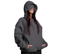 Hoodies with Eye Mask Built in,Comfrt Airplane Mode Travel Hoodie with Hidden Pockets,Women Fashion Hidden Pockets Sweatshirt Pullover,Wearable Blanket Hoodies for Adults Men Women Home Essentials UK
