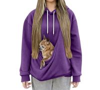 Hoodies with Kangaroo Pouch Funny Sweatshirts with Cat Pocket，Oversized Dog Kangaroo Pocket Puppy Carrier Winter Warm Fuzzy Fleece Pullover Cute Pet Holder Long Sleeve Tops for Pet Animal Lover
