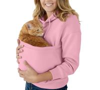 Hoodies with Kangaroo Pouch Funny Sweatshirts with Cat Pocket，Oversized Dog Puppy Carrier Winter Warm Fuzzy Fleece Pullover Cute Pet Holder Long Sleeve Tops for Pet Animal Lover