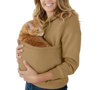 Hoodies with Kangaroo Pouch Funny Sweatshirts with Cat Pocket，Oversized Dog Puppy Carrier Winter Warm Fuzzy Fleece Pullover Cute Pet Holder Long Sleeve Tops for Pet Animal Lover