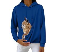 Hoodies with Kangaroo Pouch Funny Sweatshirts with Cat Pocket，Oversized Dog Puppy Carrier Winter Warm Fuzzy Fleece Pullover Cute Pet Holder Long Sleeve Tops for Pet Animal Lover