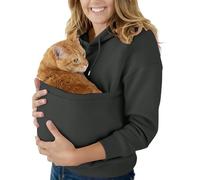 Hoodies with Kangaroo Pouch Funny Sweatshirts with Cat Pocket，Oversized Dog Puppy Carrier Winter Warm Fuzzy Fleece Pullover Cute Pet Holder Long Sleeve Tops for Pet Animal Lover