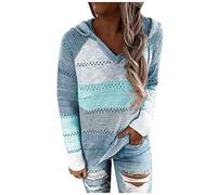 hoodies women uk clearance lightweight hoodies women Fashion Casual Sweater Blouse Tops Long Sleeves Women V-Neck Hooded sale clearance items christmas coupons and promo codes for discount Sky Blue