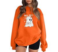 Hoodless Sweatshirt Women Oversized Jumper Women, Large Size Bat Pumpkin Warmth Round Collar Autumn Winter Printing Elegant Crewneck Long Sleeves Gothic Horrible Fashion Sweaters Indoor Casual