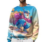 Hoodless Sweatshirts For Men Mens Pullovers Round Neck Christmas Full Print Pullover Long Sleeve Drawstring Jacket Casual Thermal Pullover Sport Breathable Jumper Lightweight Comfortable Outwear